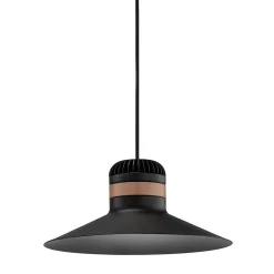 Lampada a sospensione da esterno Cordea in metallo nero con cinghia in pelle marrone