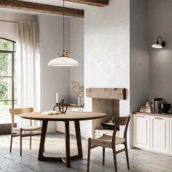 Lampada a sospensione in ottone e vetro bianco