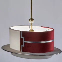 Lampada a sospensione La Paglietta Magenta e Avorio