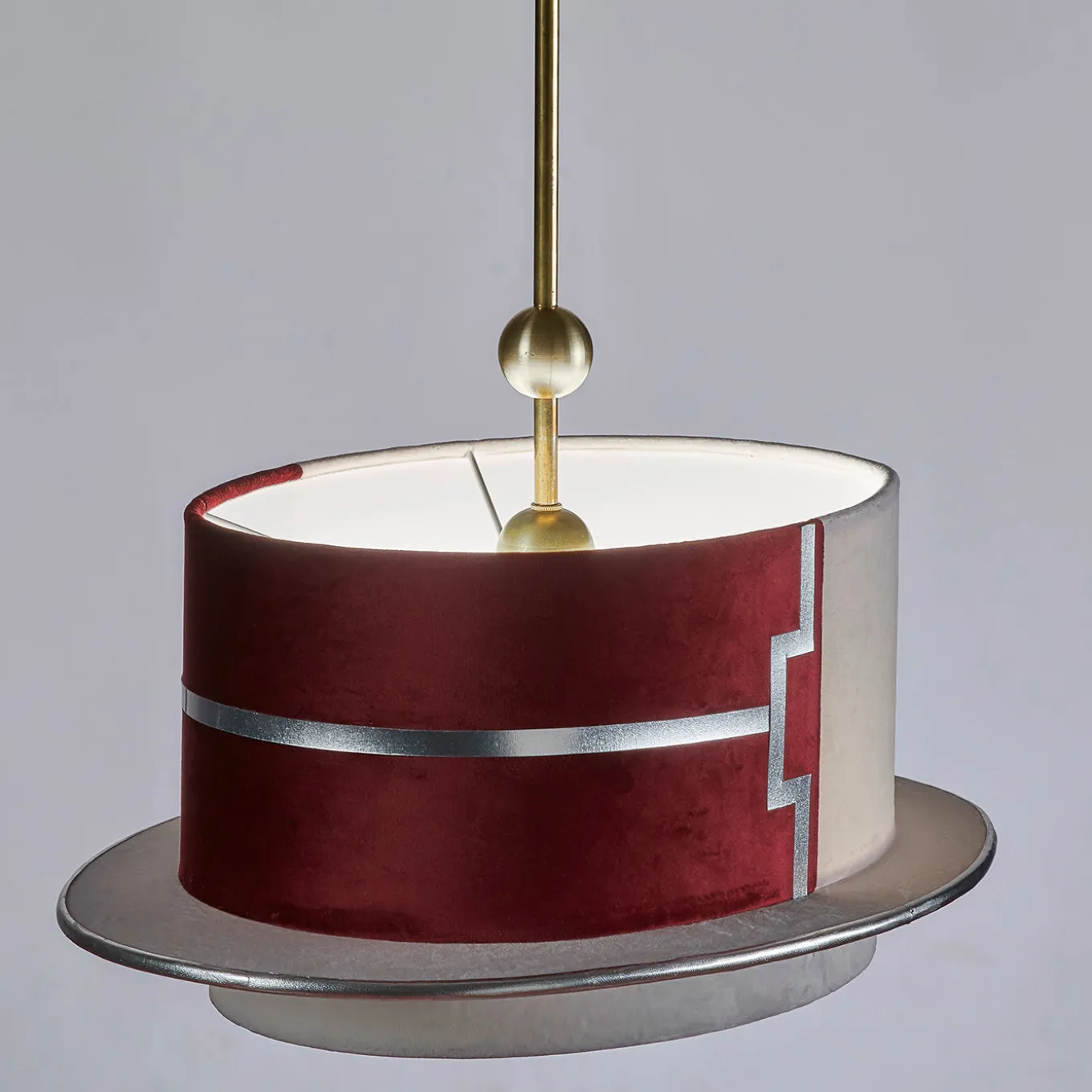 Lampada a sospensione La Paglietta Magenta e Avorio