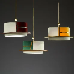 Lampada a sospensione La Paglietta Magenta e Avorio