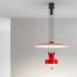 Lampada a sospensione rossa Saliscendi