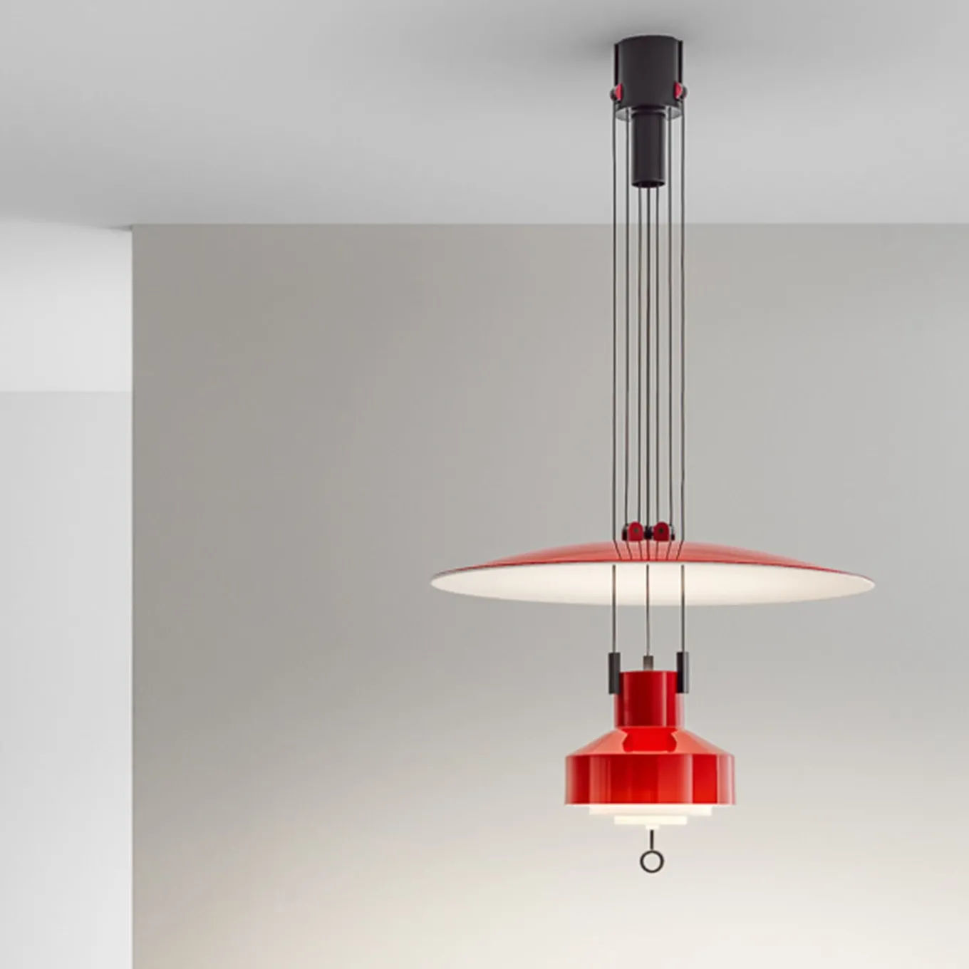 Lampada a sospensione rossa Saliscendi