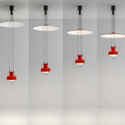 Lampada a sospensione rossa Saliscendi