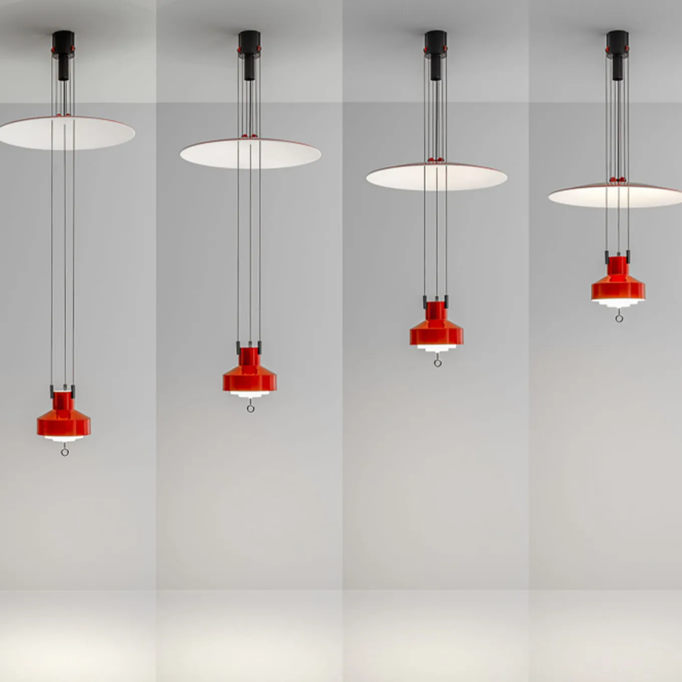 Lampada a sospensione rossa Saliscendi