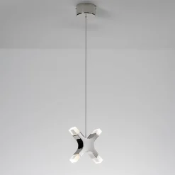 Lampada a sospensione singola Galaxy in nichel bianco