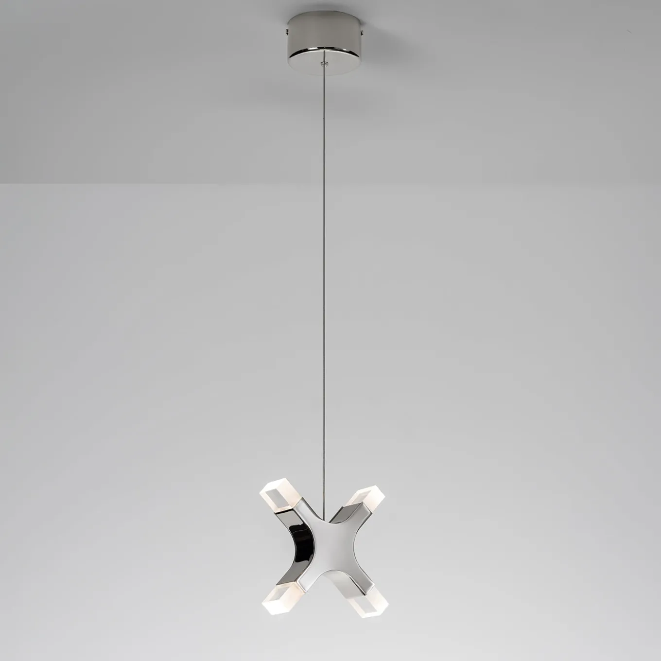 Lampada a sospensione singola Galaxy in nichel bianco