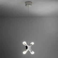 Lampada a sospensione singola Galaxy in nichel bianco