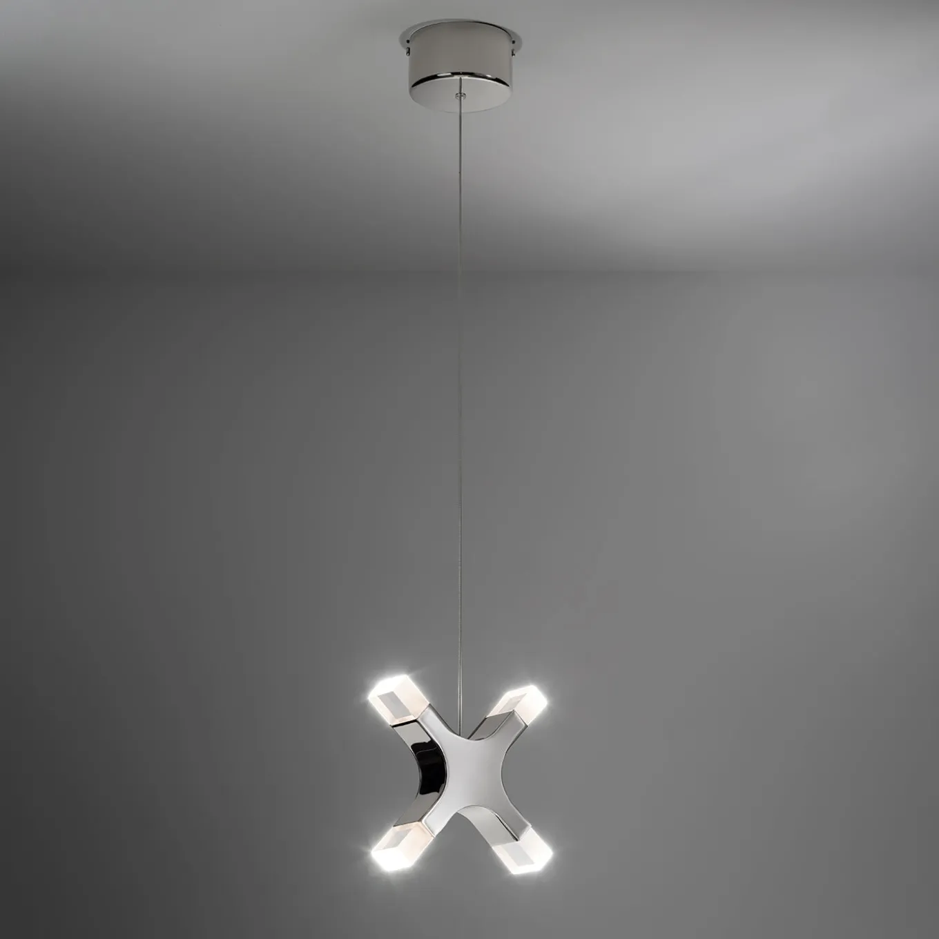 Lampada a sospensione singola Galaxy in nichel bianco