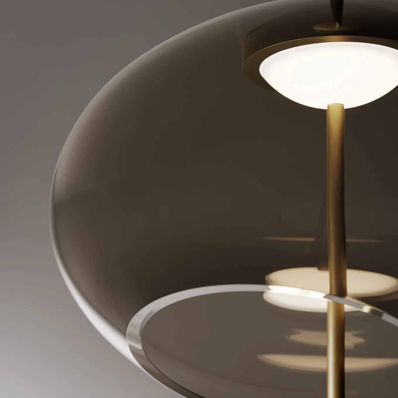 Lampada a sospensione Trou in vetro tortora