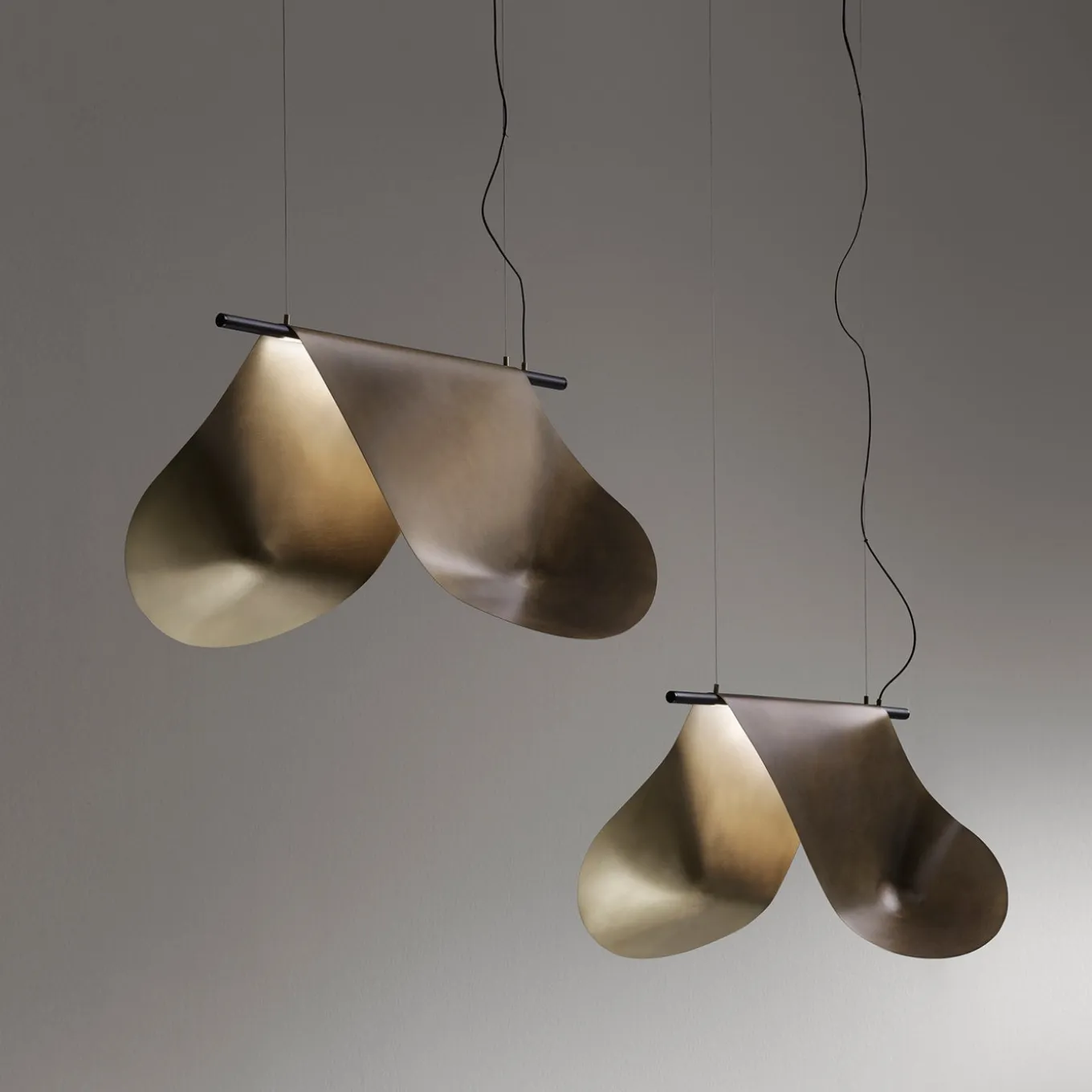 Lampada a sospensione Twist Orbitale in ottone di Design Zannellato/Bortotto
