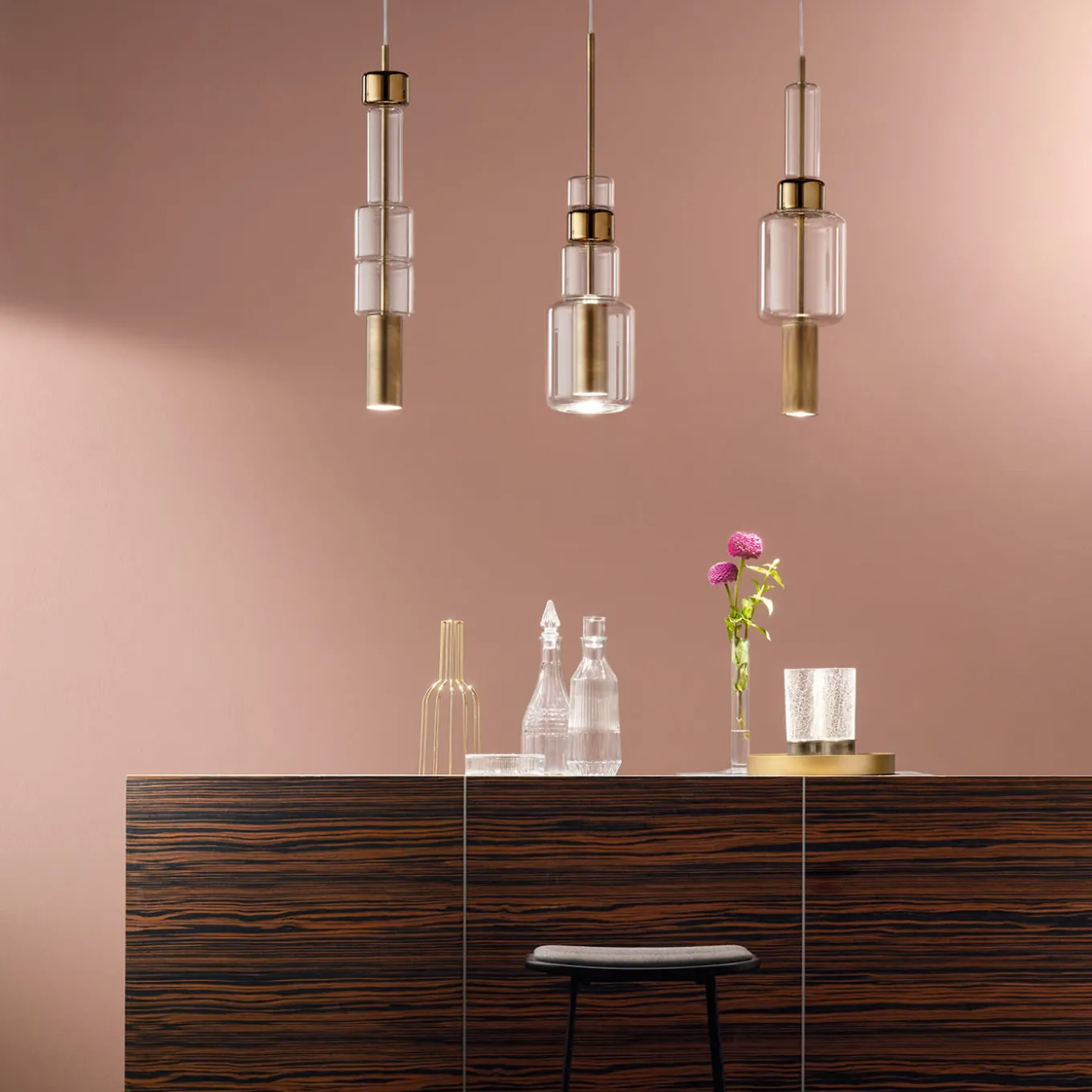 Lampada a Sospensione UNO+ con Vetro Trasparente in Bronzo #3
