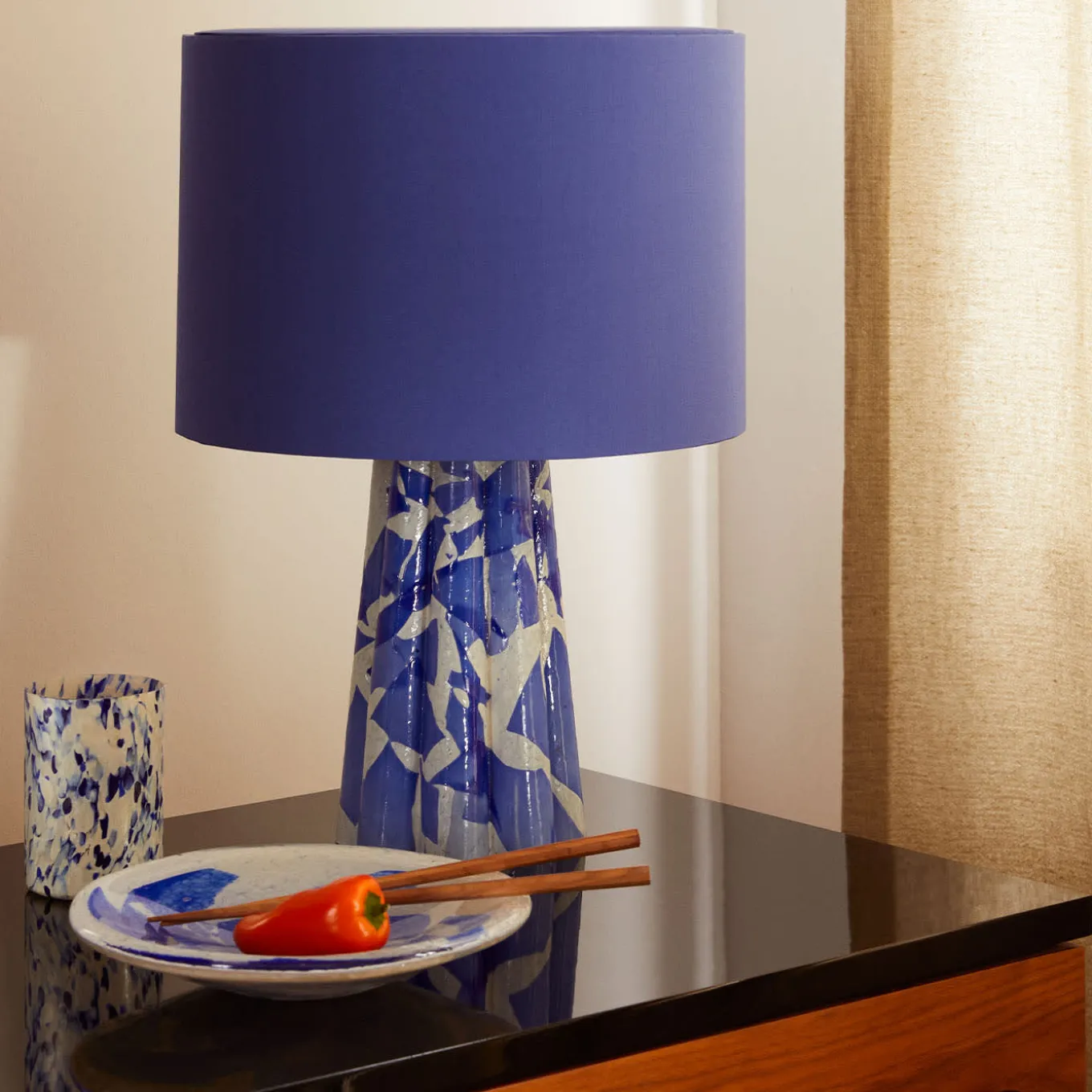 Lampada Bucket in vetro di Murano blu