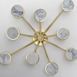 Lampada da soffitto Costellazione Asimmetrica a 9 luci in Ottone e Marmo