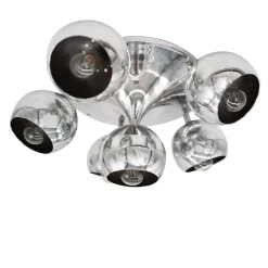 Lampada da soffitto cromata a 6 luci 1960 Reggiani