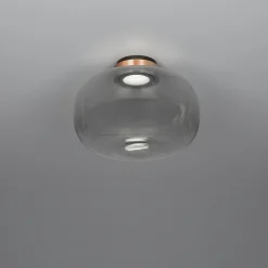 Lampada da soffitto Legier in vetro fumé con finitura bronzo