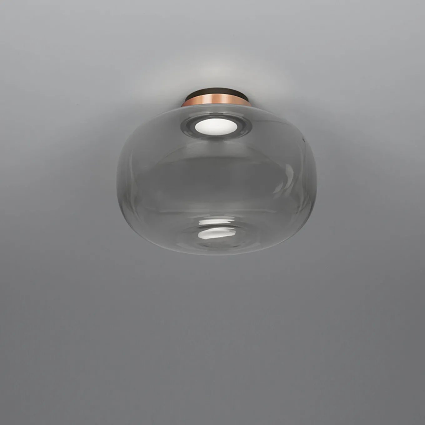 Lampada da soffitto Legier in vetro fumé con finitura bronzo