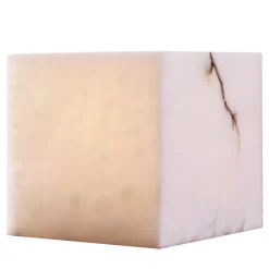 Lampada da tavolo Aura Cube in Alabastro