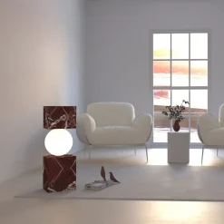 Lampada Da Tavolo CS in Marmo Rosso Levanto di Sissy Daniele