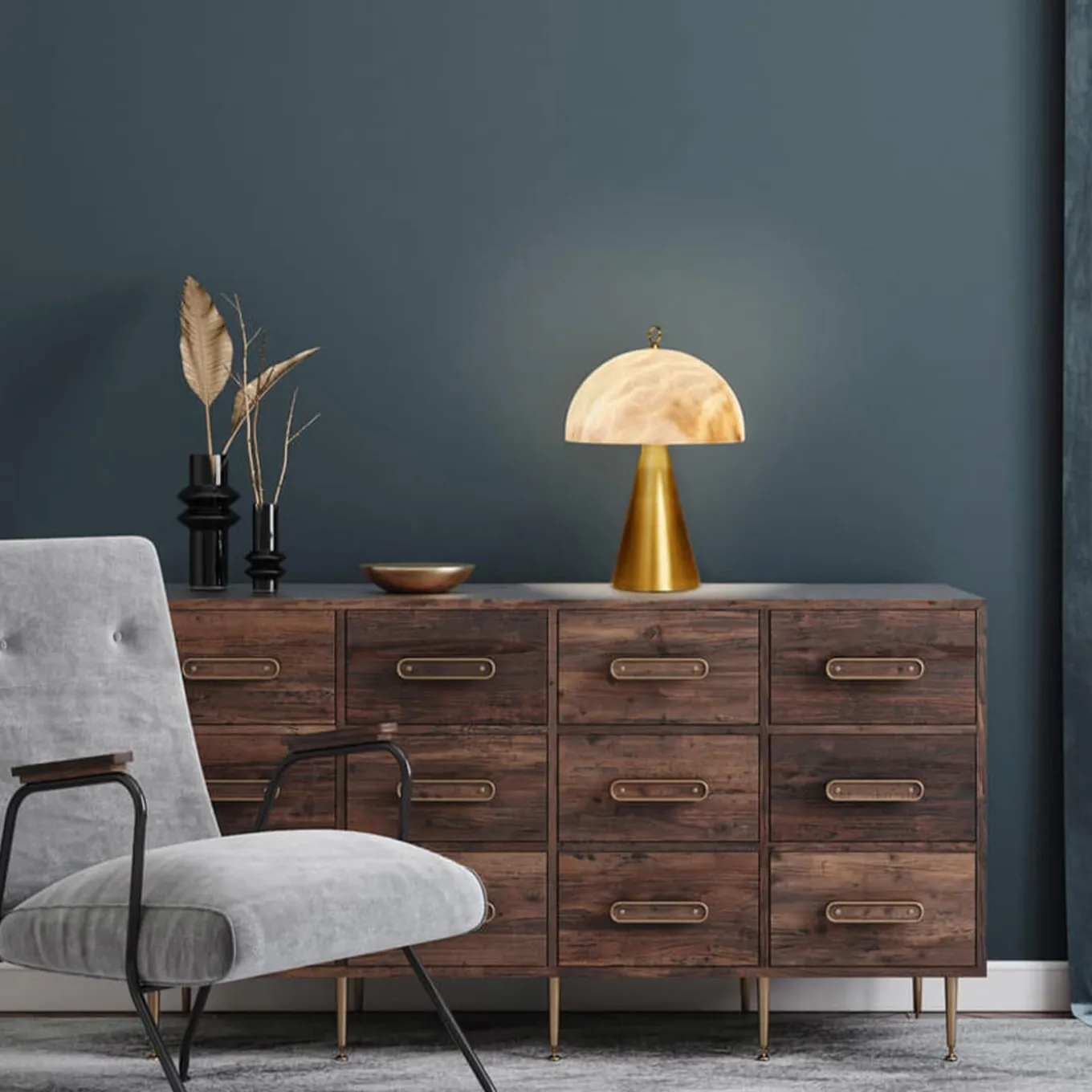 Lampada da tavolo "Funghetto" in ottone satinato A