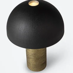 Lampada da tavolo Fungo in metallo nero e resina spazzolata bronzo