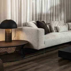 Lampada da tavolo Fungo in metallo nero e resina spazzolata bronzo