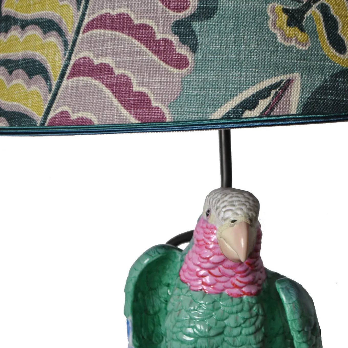 Lampada da Tavolo in Ceramica Morris Cono con Pappagallo