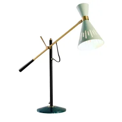 Lampada da tavolo Pop in ottone satinato e azzurro