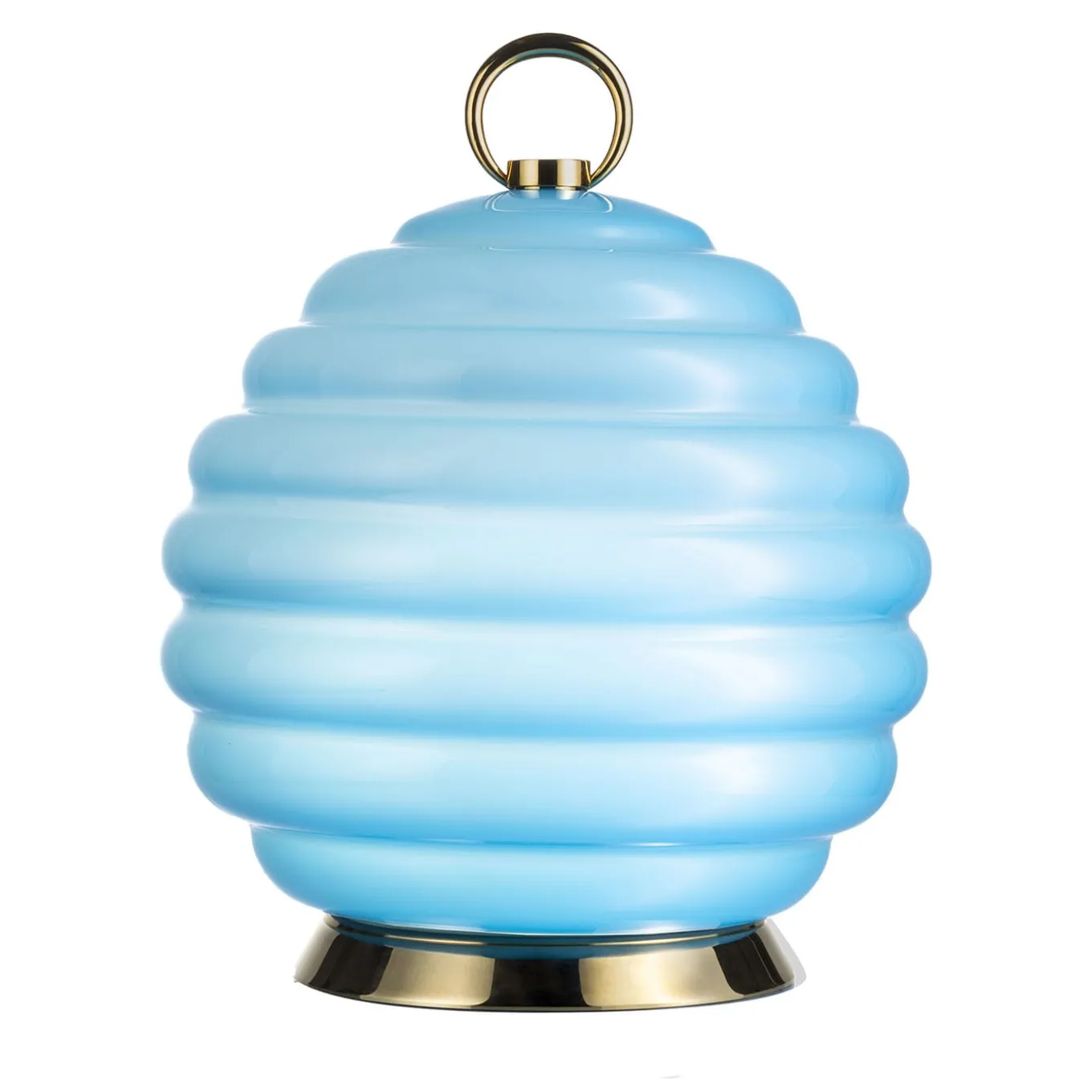 Lampada da tavolo ricaricabile in vetro di Murano blu Gran Deco Light