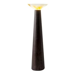 Lampada da Terra Cono in Legno Nero e Vetro di Murano