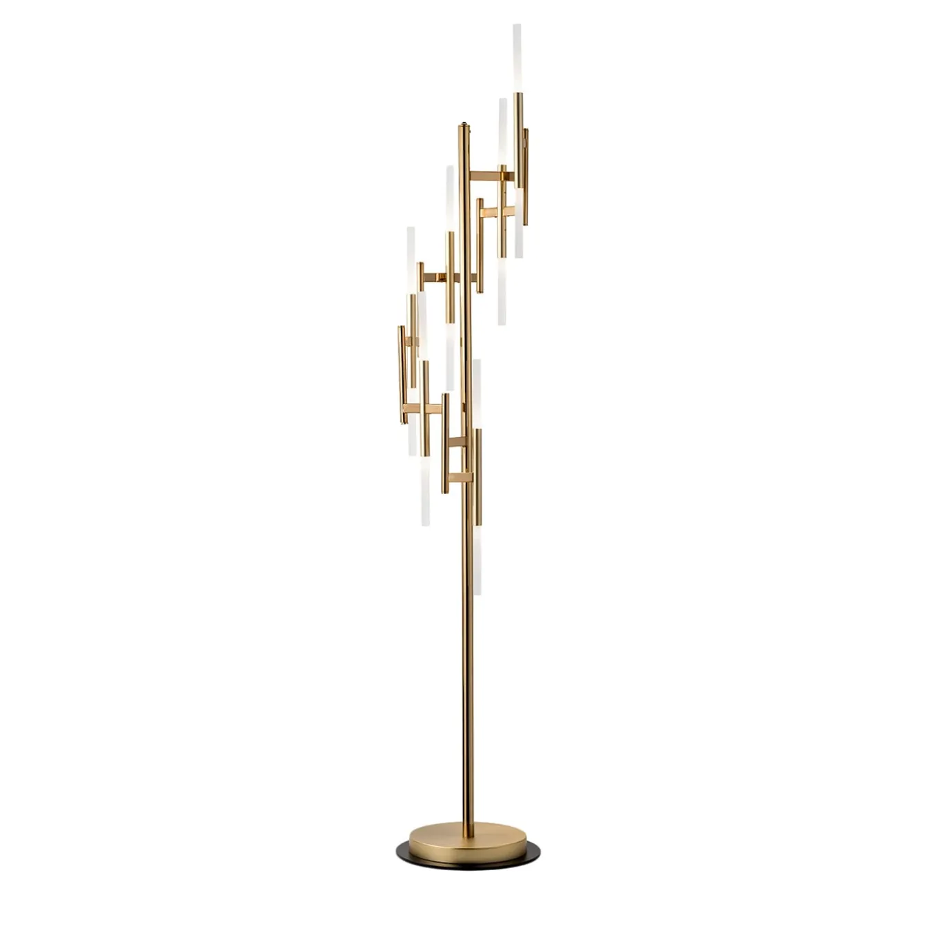 Lampada da terra Ekle a 12 luci in oro spazzolato con accenti in bronzo