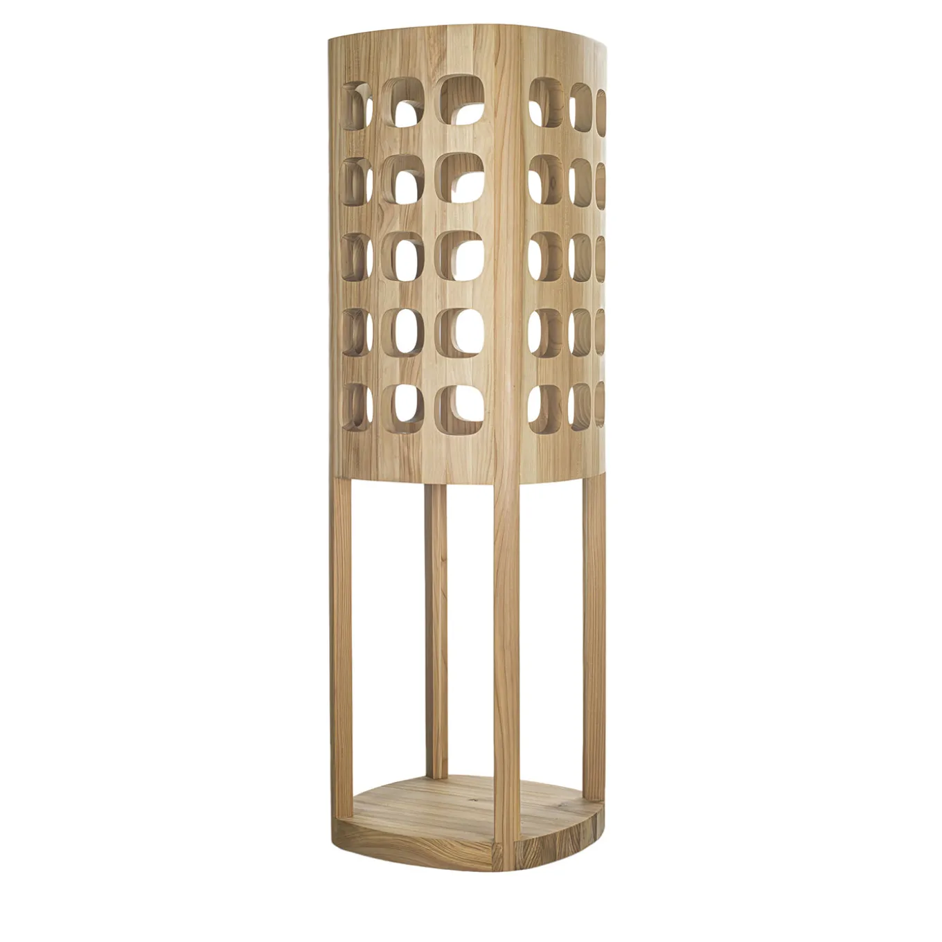 Lampada da terra Forella in legno massello di cedro