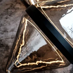 Lampada da terra Hollow Smoky Brown con anello nero di Dan Yeffet