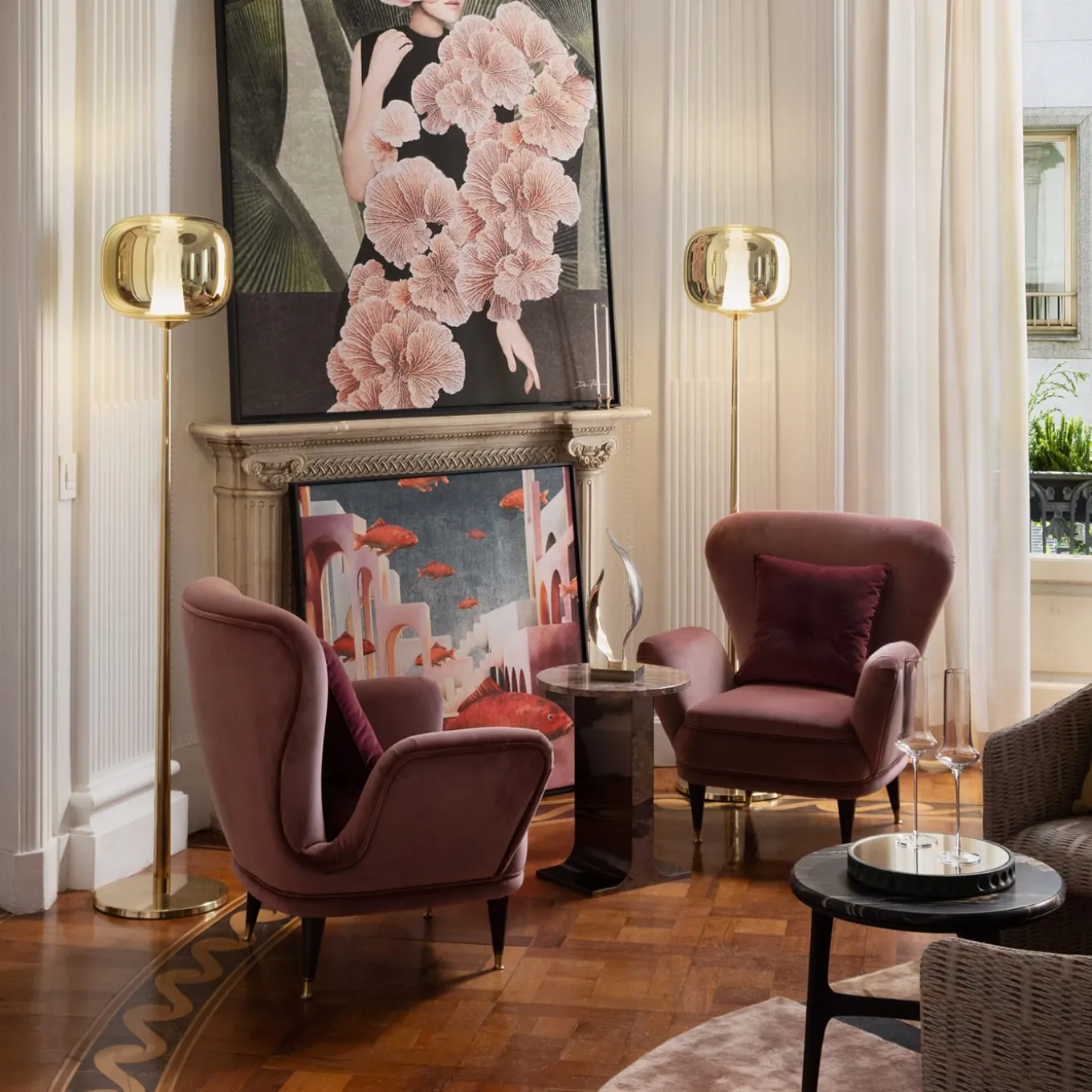 Lampada da terra in ottone Dusk Dawn di Branch