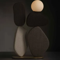 Lampada da terra in tessuto marrone grande Zen