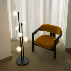 Lampada da terra Nabila a 6 luci in vetro trasparente di Corrado Dotti