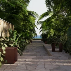 Lampada da terra per esterni Seipesante in acciaio Corten