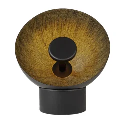 Lampada da terra Radar 600 in metallo nero e resina spazzolata oro