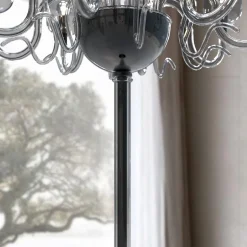 Lampada da terra Raffaello a 8 luci in vetro di Murano color grigio