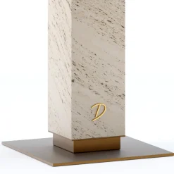 Lampada da terra squadrata retroilluminata Eternal in marmo travertino di Bebo & Angel
