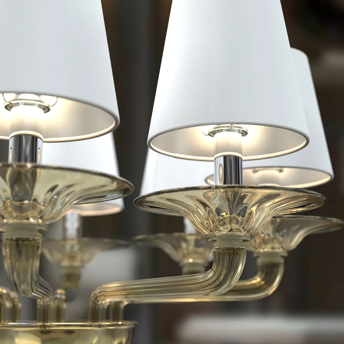 Lampada da terra Tiziano a 8 luci in vetro di Murano color Fumè