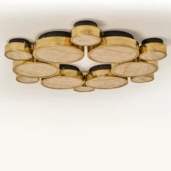 Lampadario a Soffitto Gran Costellazione Cassiopea in Marmo e Ottone Onice