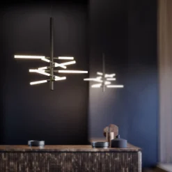 Lampadario A Sospensione Bianca Double In Nero Opaco