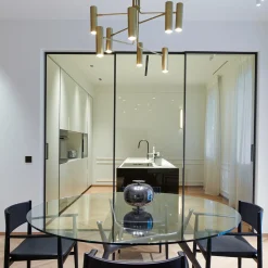 Lampadario Bukè S8 a 6 Luci in Ottone con Finitura Dorata