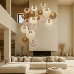 Lampadario Corallo Project S18 rotondo medio in vetro