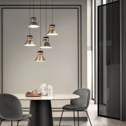 Lampadario Cordea S P in metallo galvanizzato satinato a 5 luci