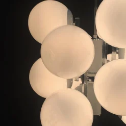 Lampadario cromato a 12 luci Stilnovo