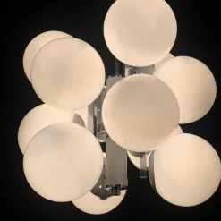 Lampadario cromato a 12 luci Stilnovo