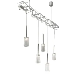 Lampadario Flow a 5 luci in argento