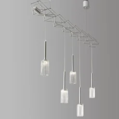 Lampadario Flow a 5 luci in argento
